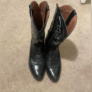 Men's Dan Post Leather Cowboy Boots Western Black Size 11 D Style 2110
